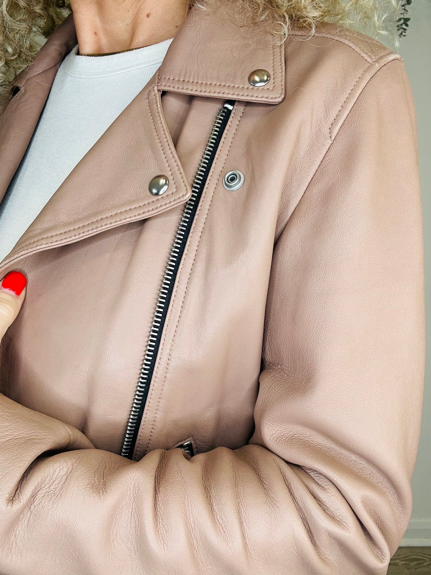 Leather Biker Jacket - Size 12