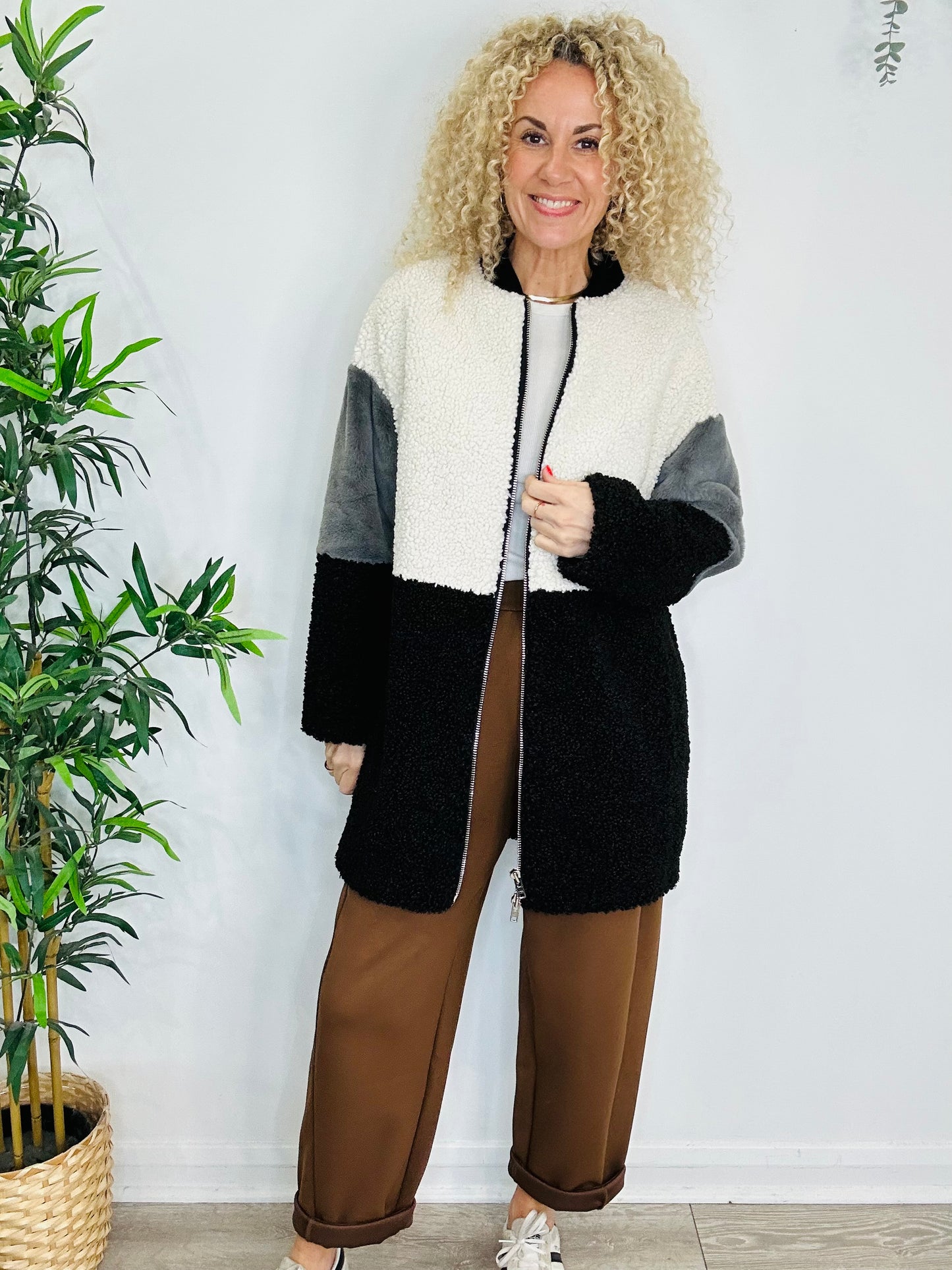 Faux Shearling Coat - Size 12