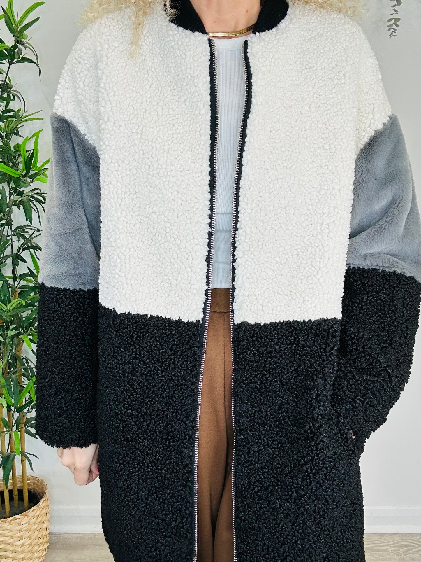 Faux Shearling Coat - Size 12