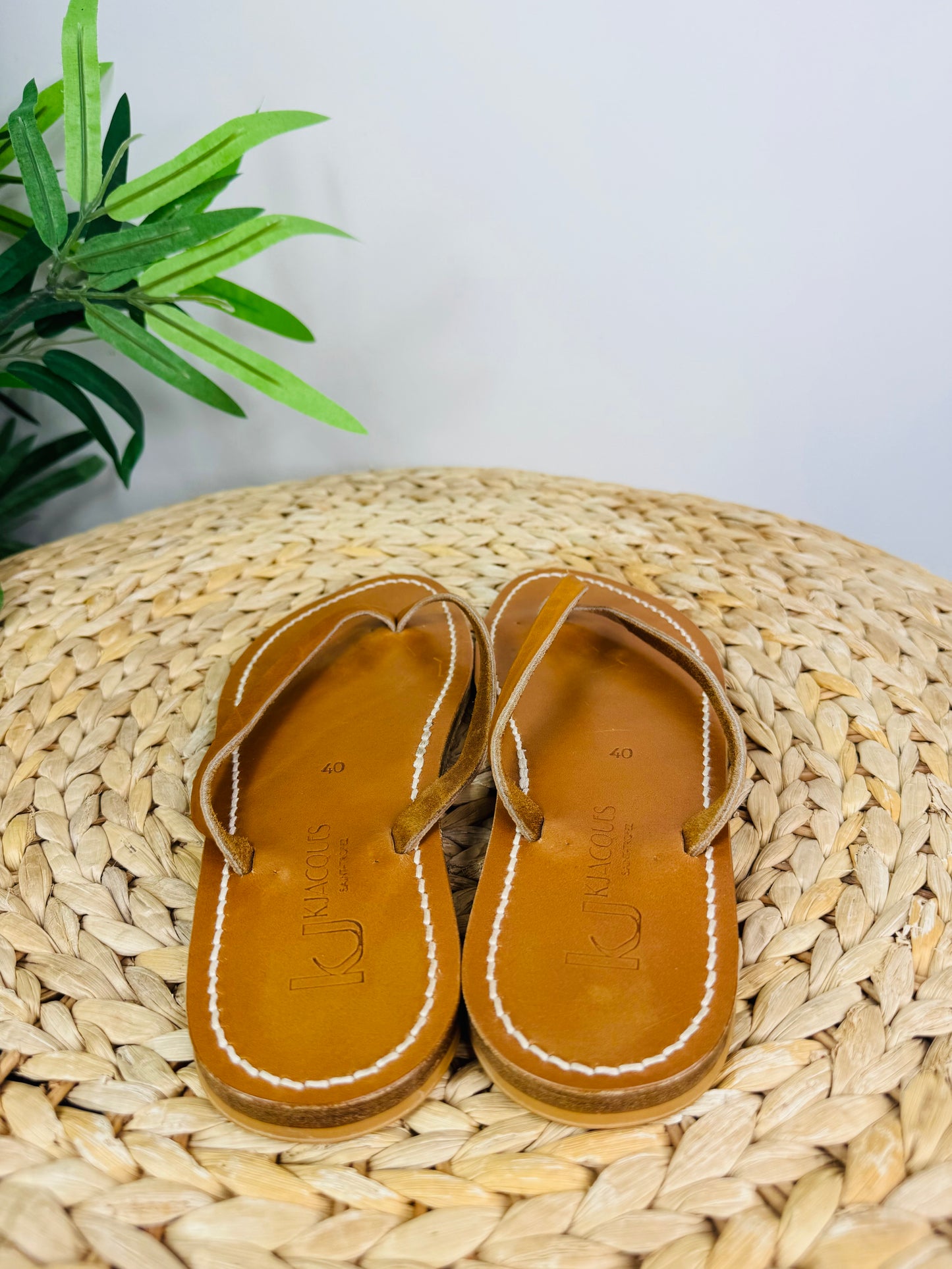 Leather Flip Flops - Size 40