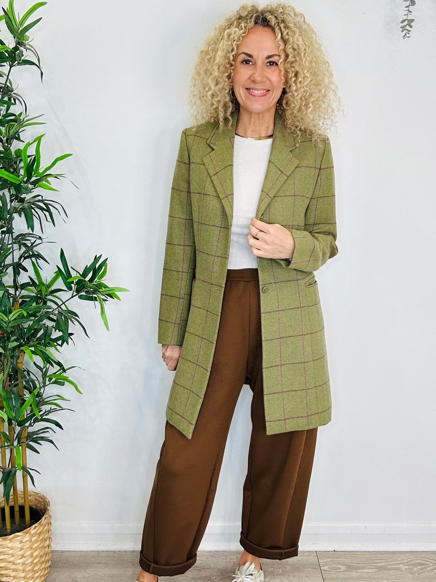 Wool Check Coat - Size S
