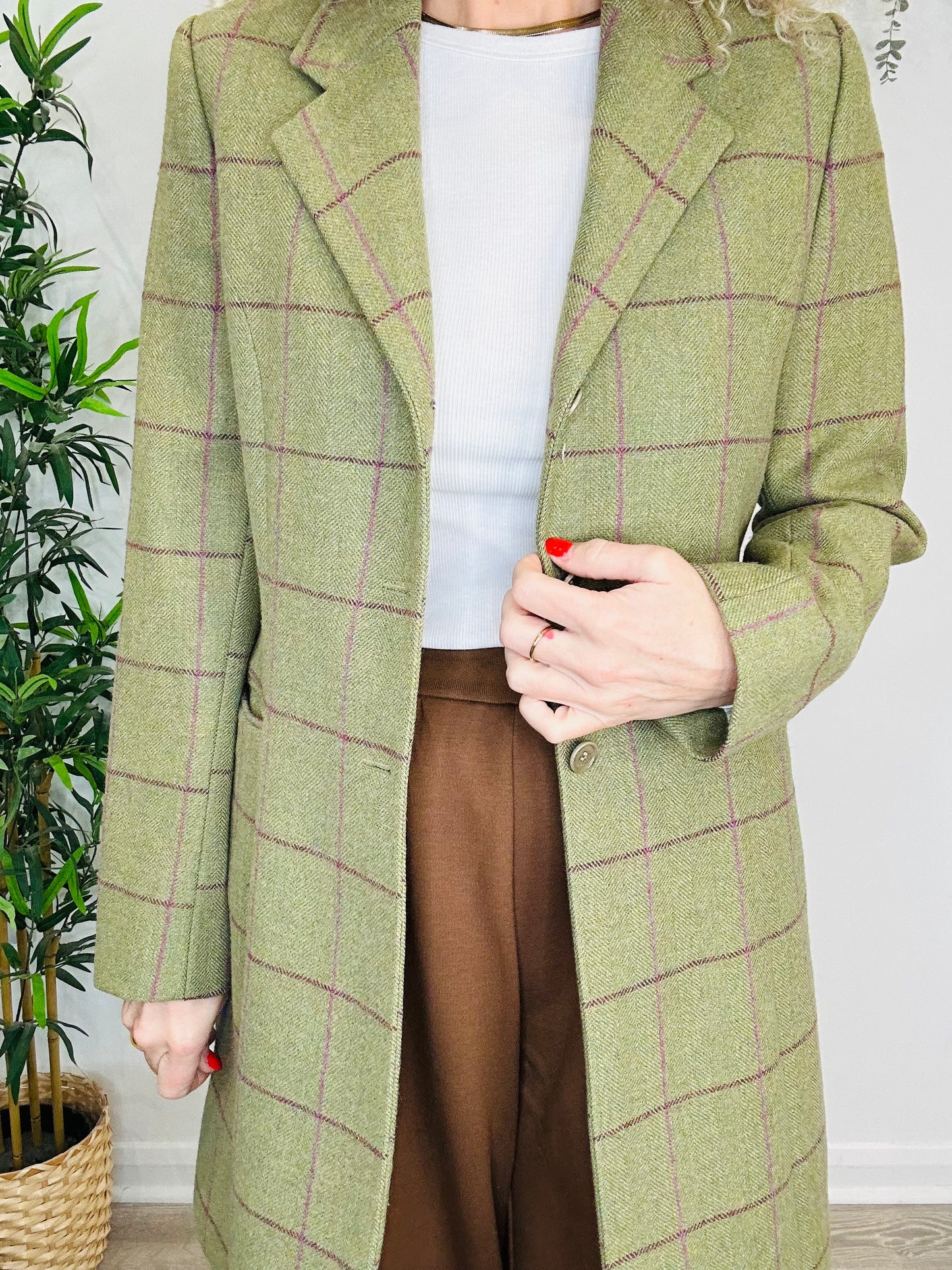 Wool Check Coat - Size S