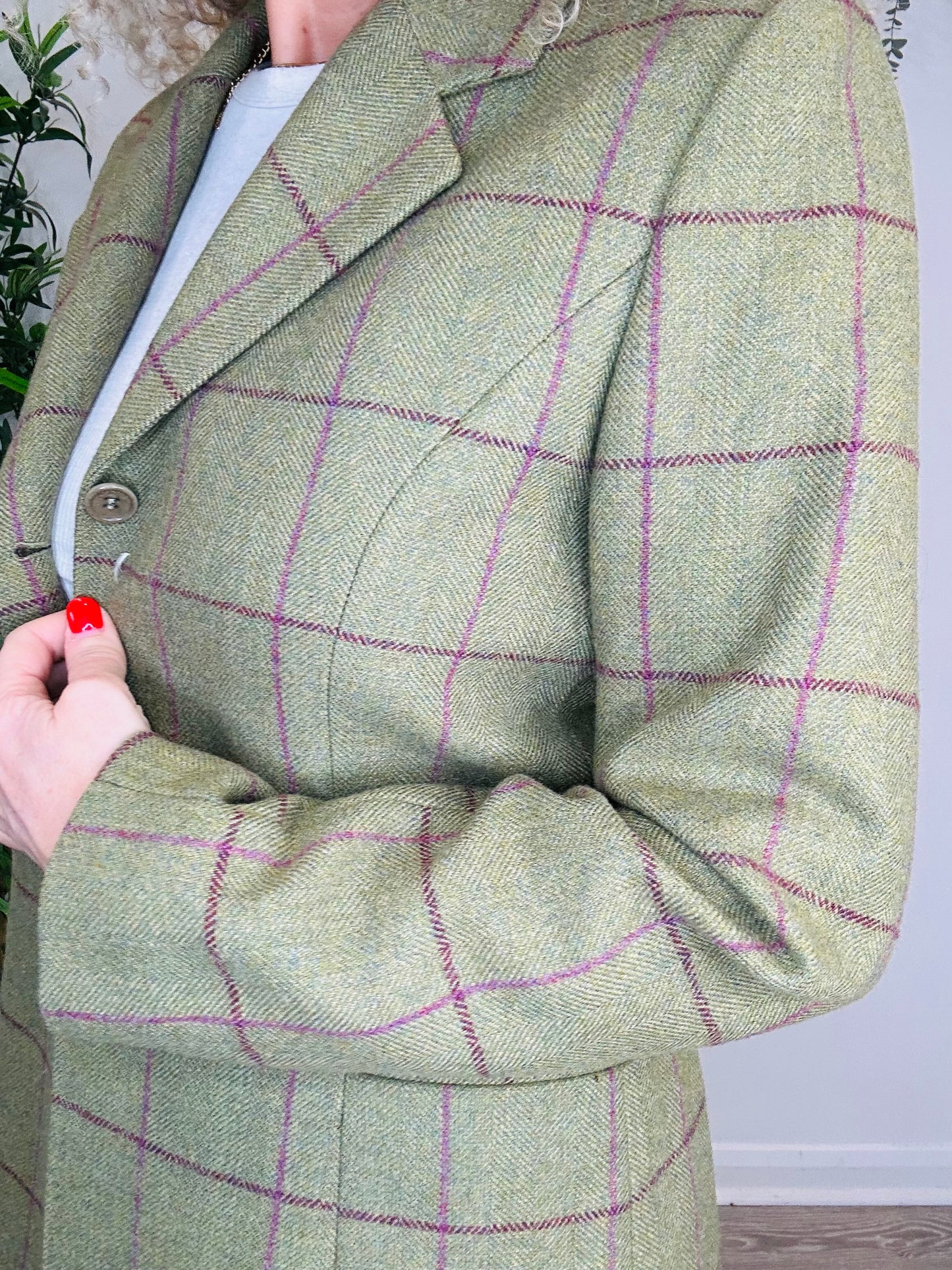 Wool Check Coat - Size S