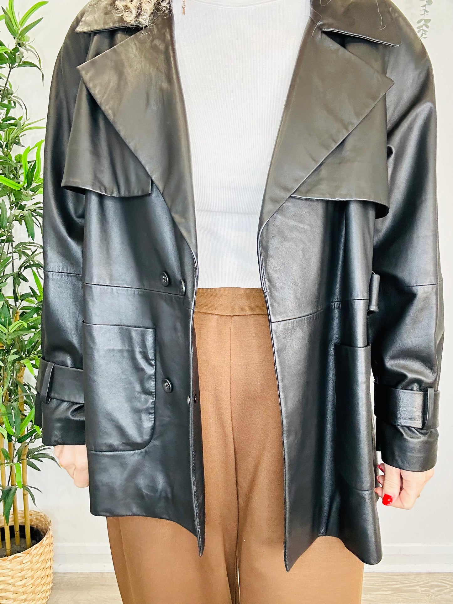 Leather Trench Jacket - O/S