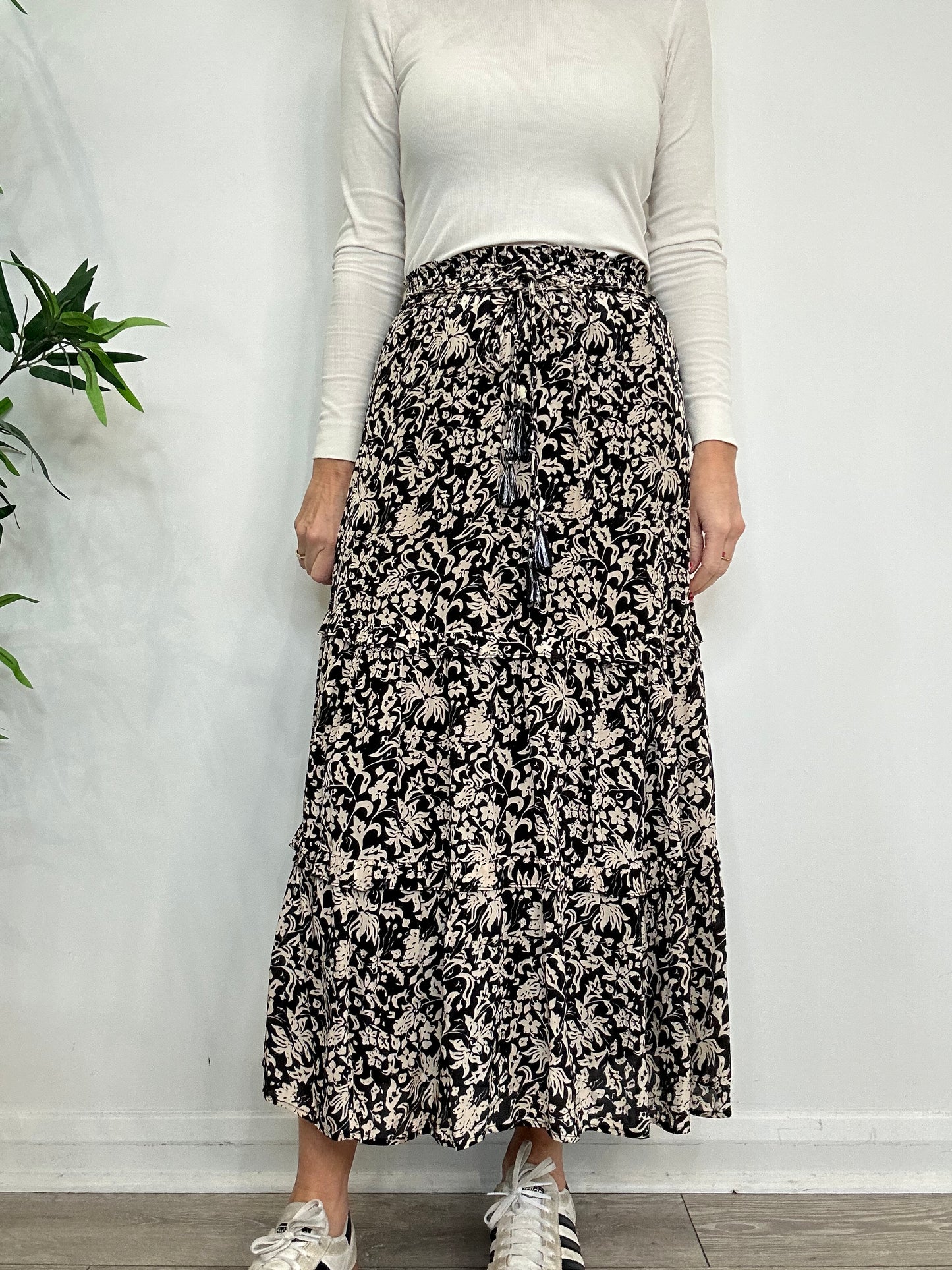 Tiered Patterned Skirt - Size S