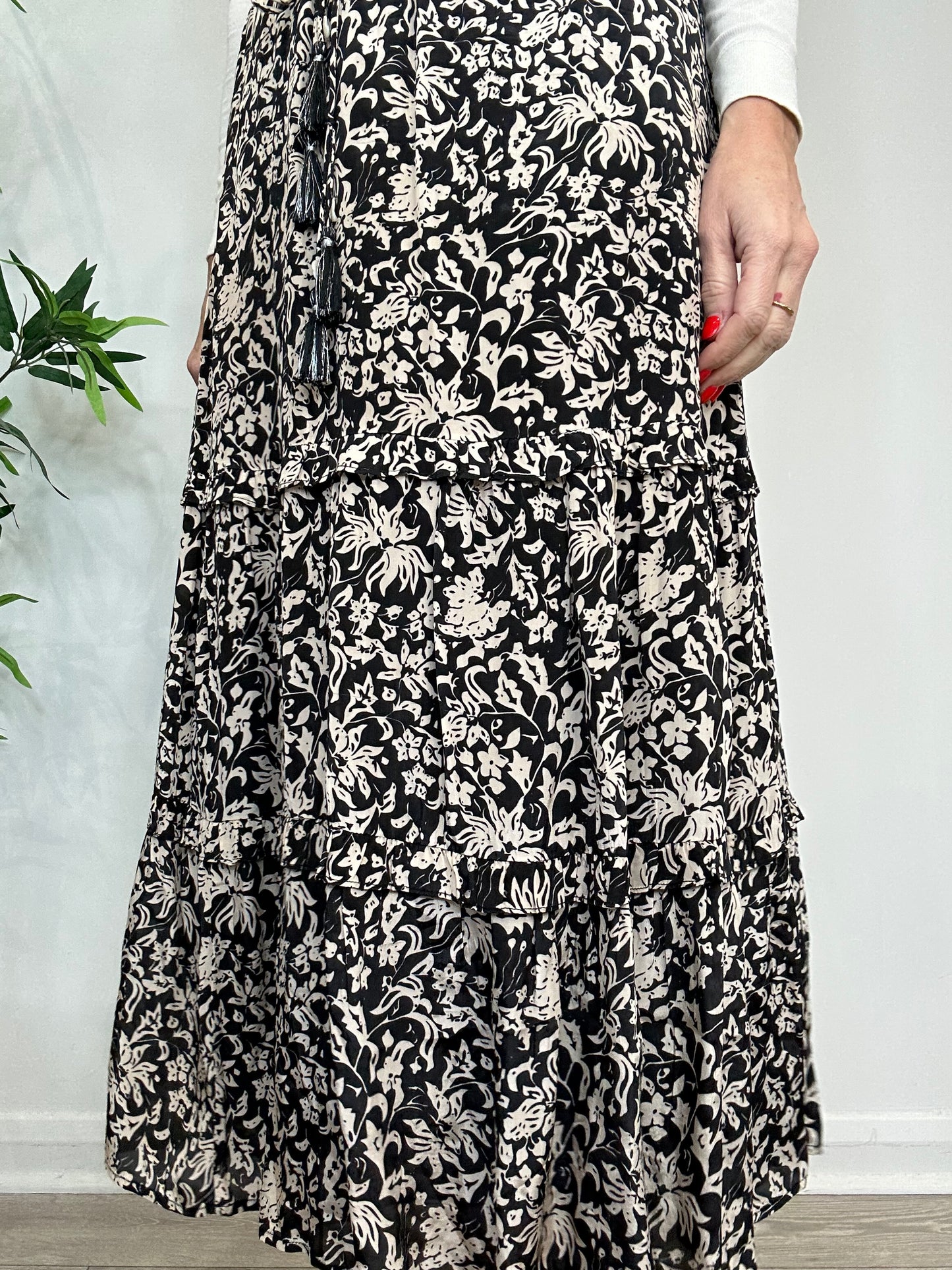 Tiered Patterned Skirt - Size S