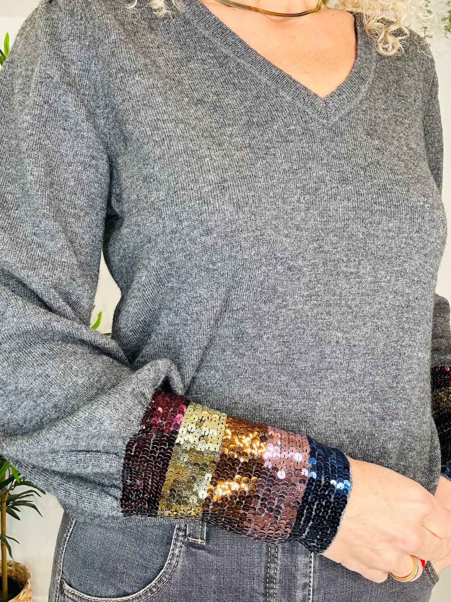 Sequin Cuff Jumper - Size 3