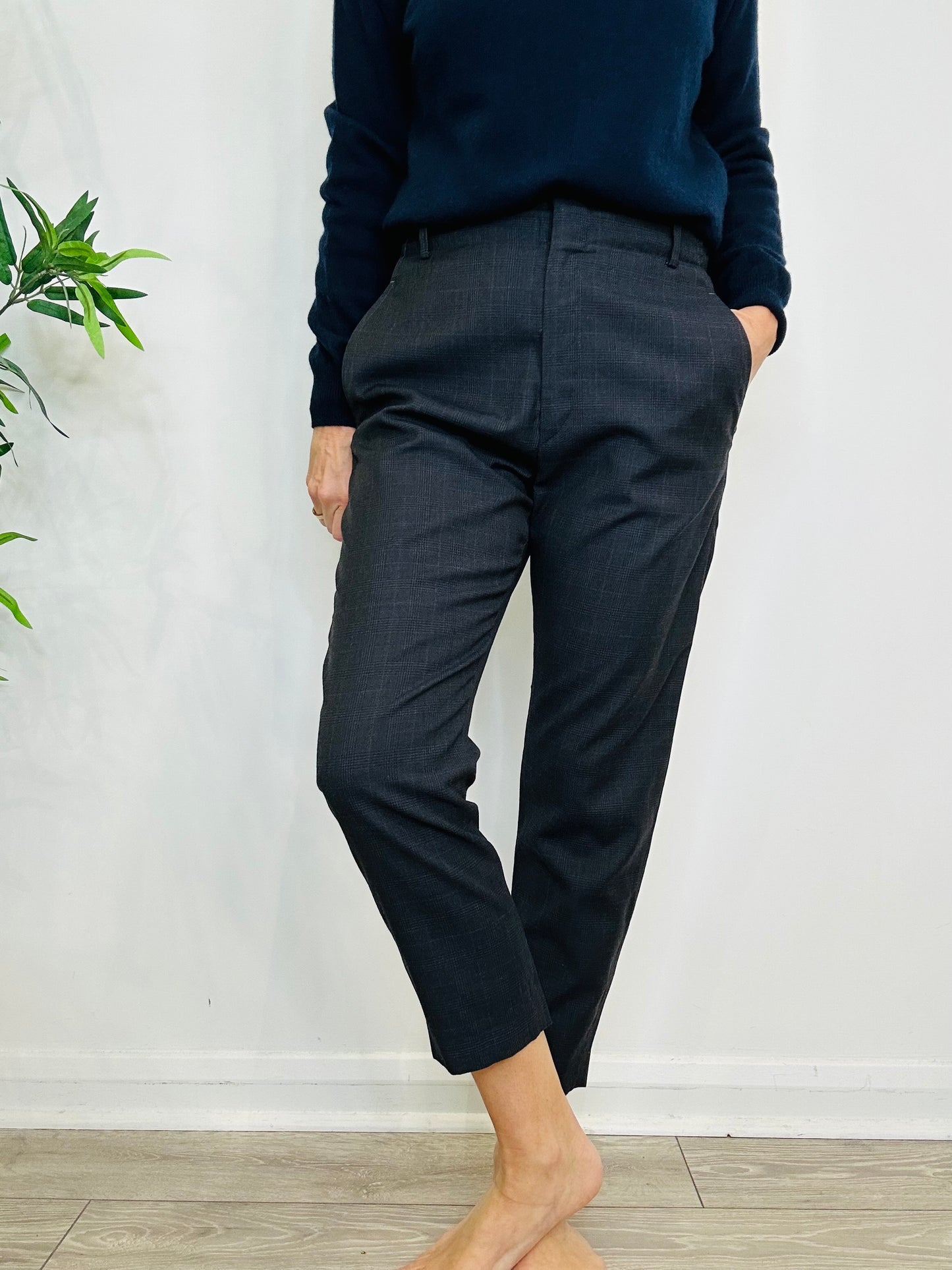 Wool Check Trousers - Size 40