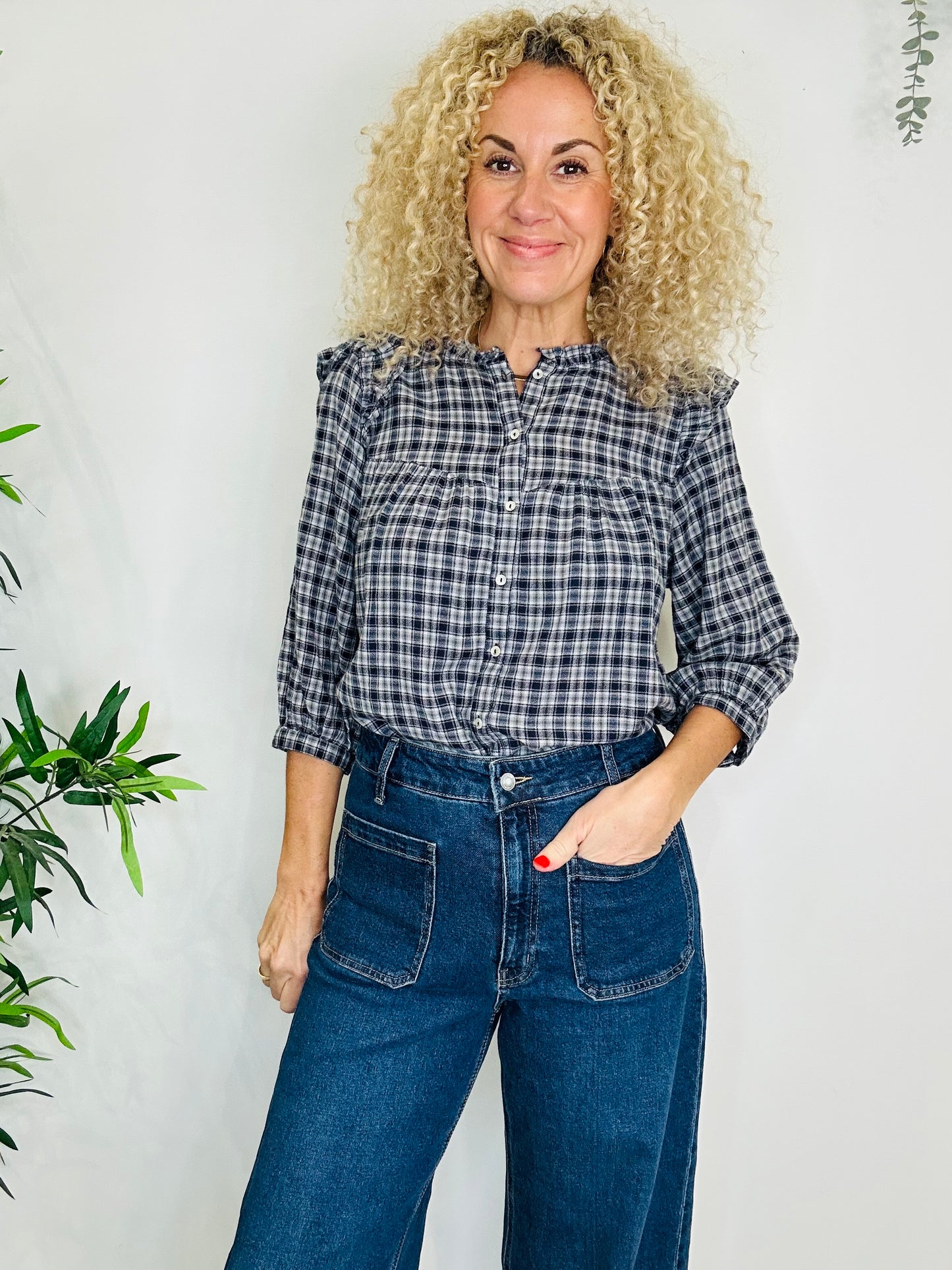 Frill Check Shirt - Size 2