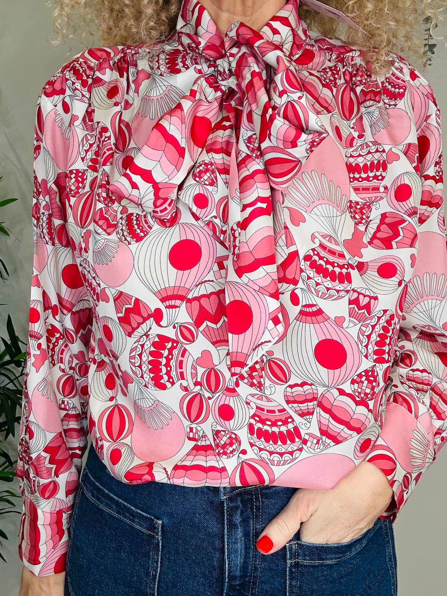 Silk Patterned Blouse - Size 12