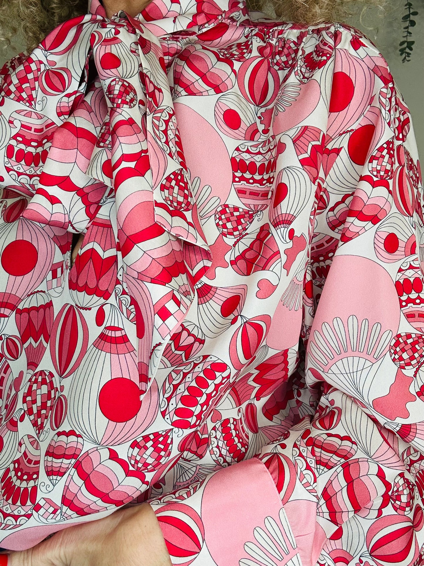 Silk Patterned Blouse - Size 12