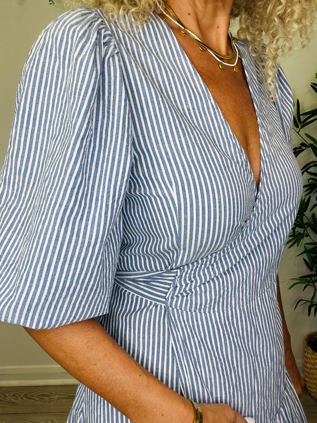 Striped Wrap Dress - Size M