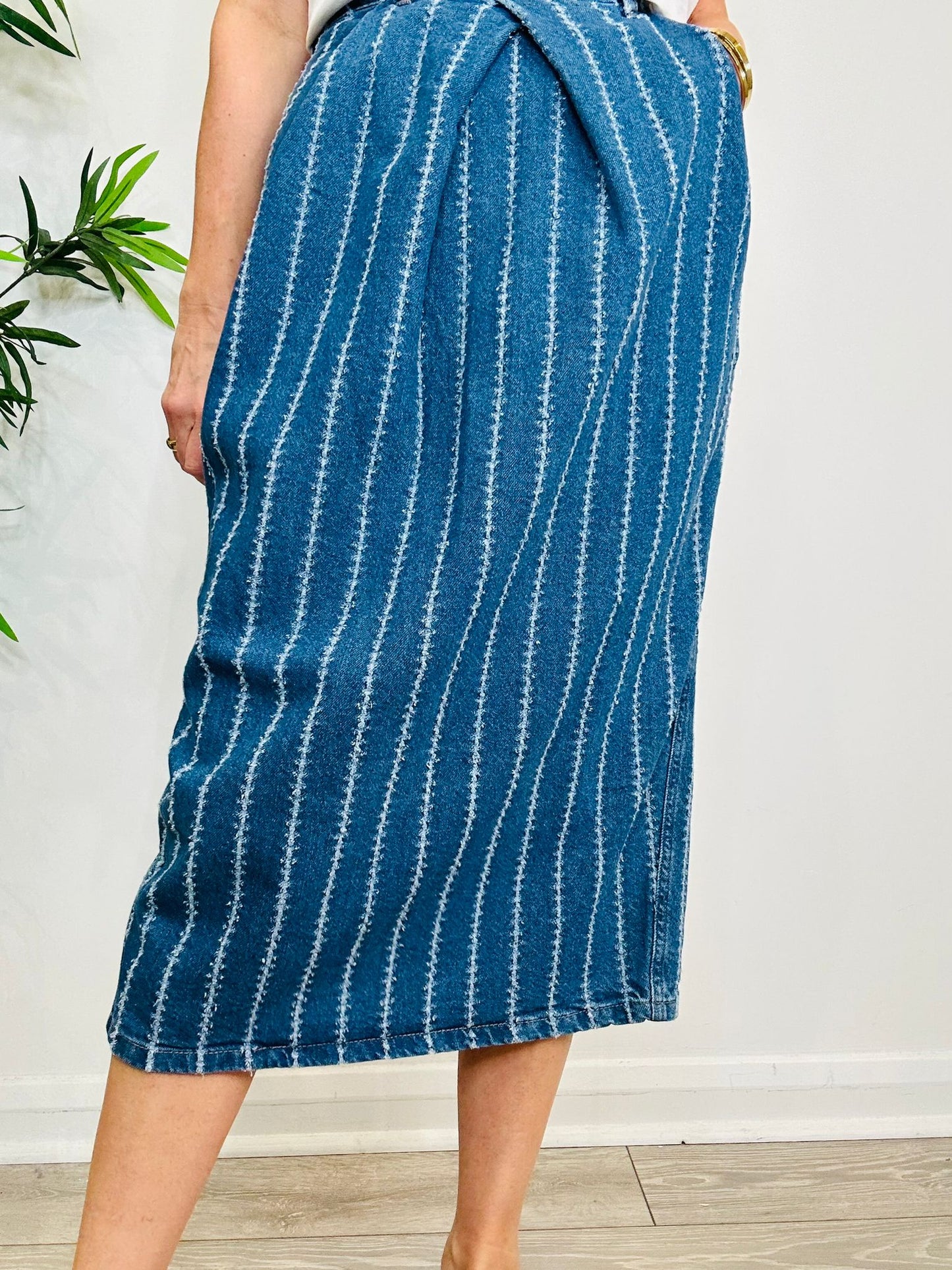 Striped Denim Skirt - Size 34