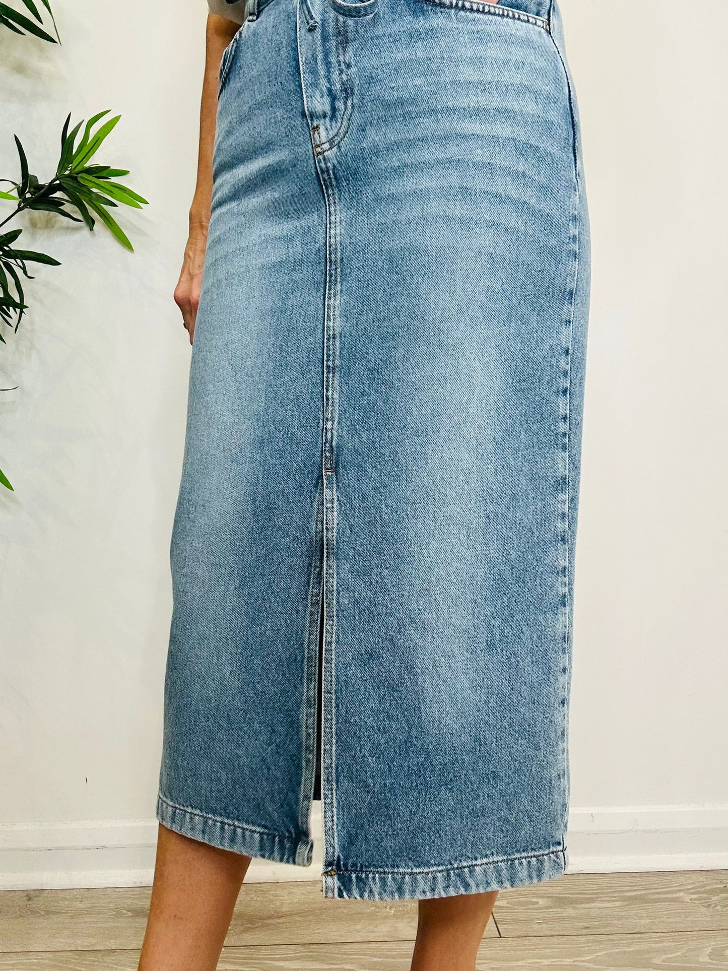 Denim Midi Skirt - Size 34