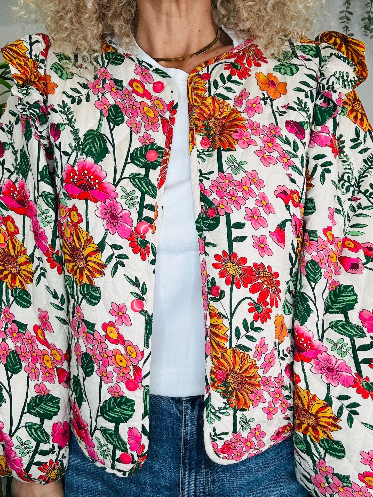 Floral Quilted Jacket - Size S