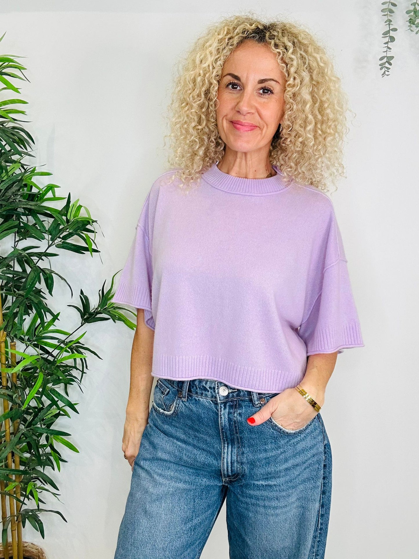 Short Sleeve Cashmere Jumper - Size S