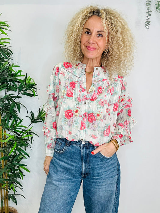Maison Hotel, Floral blouse, S, Multi