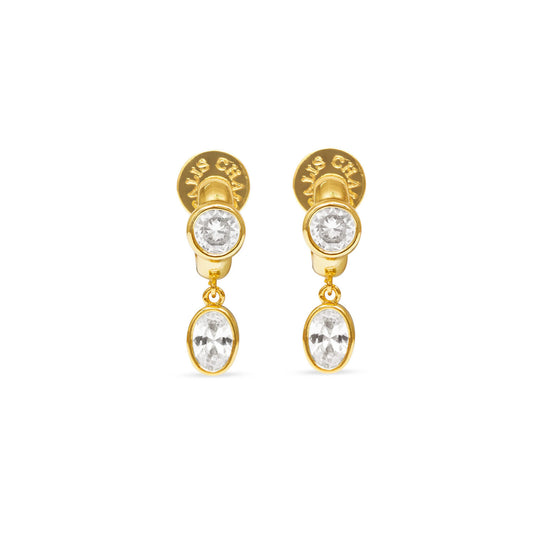 CZ One Drop Huggie Earrings - Gold