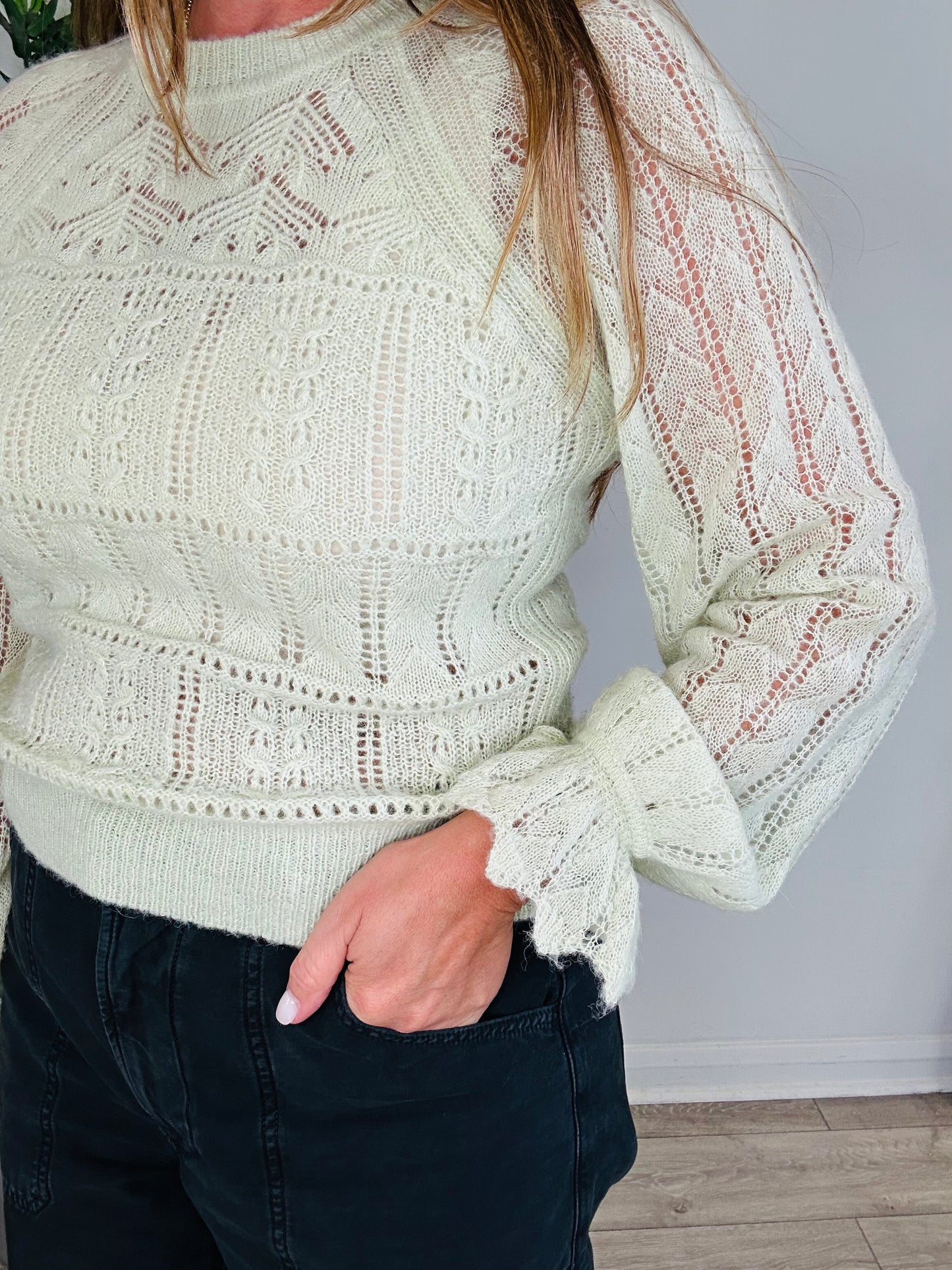 Pointelle Knit Jumper - Size XS
