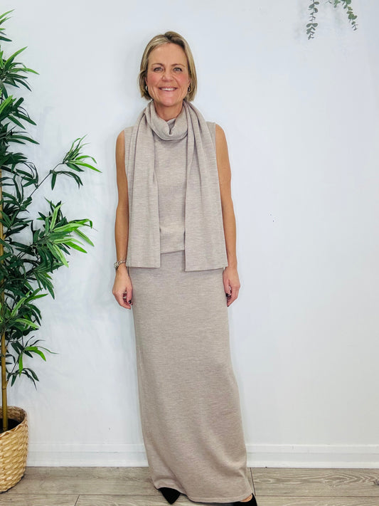 Wool Top & Skirt Set - Size 42