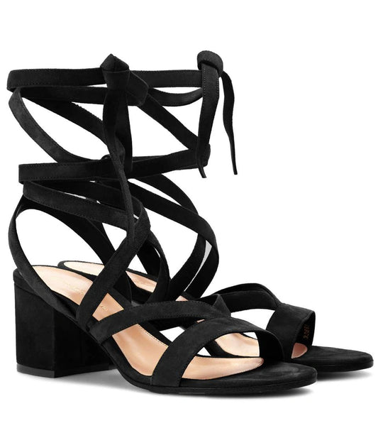 Janis Suede Lace-Up Heels - Size 38.5