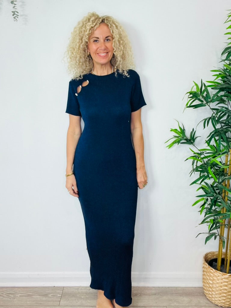 Metallic Ribbed Dress - Size L