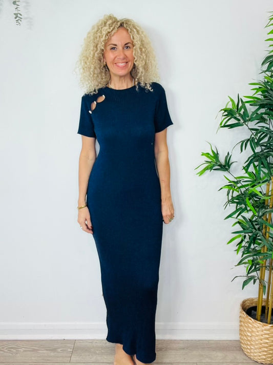 Metallic Ribbed Dress - Size L