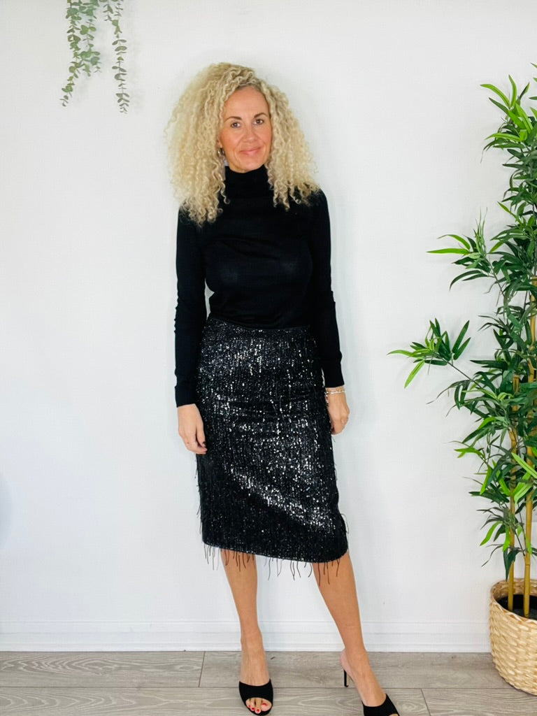 Fringed Sequin Skirt - Size 10