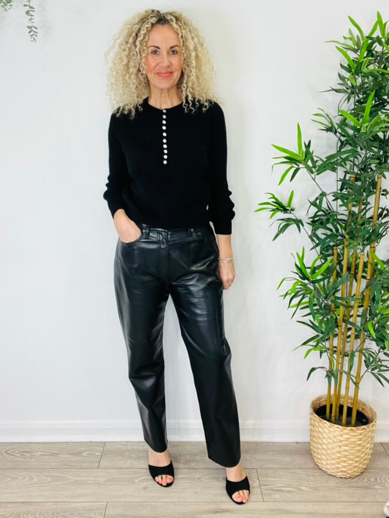 Faux Leather Trousers - Size 30