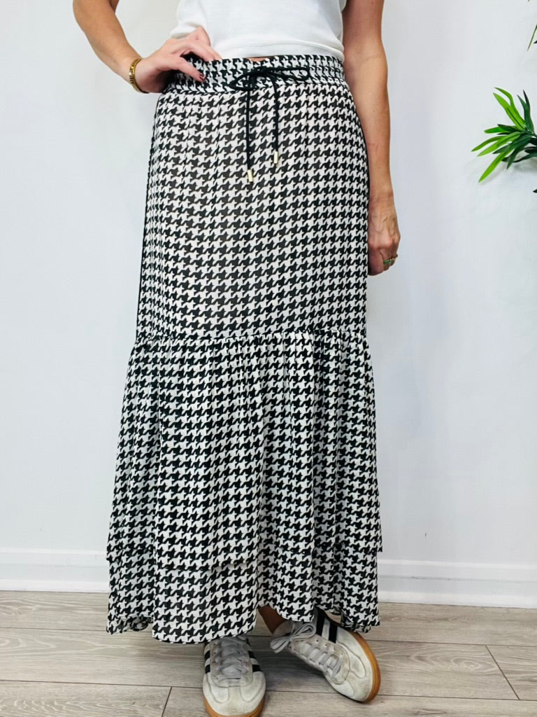 Houndstooth Maxi Skirt - Size 12