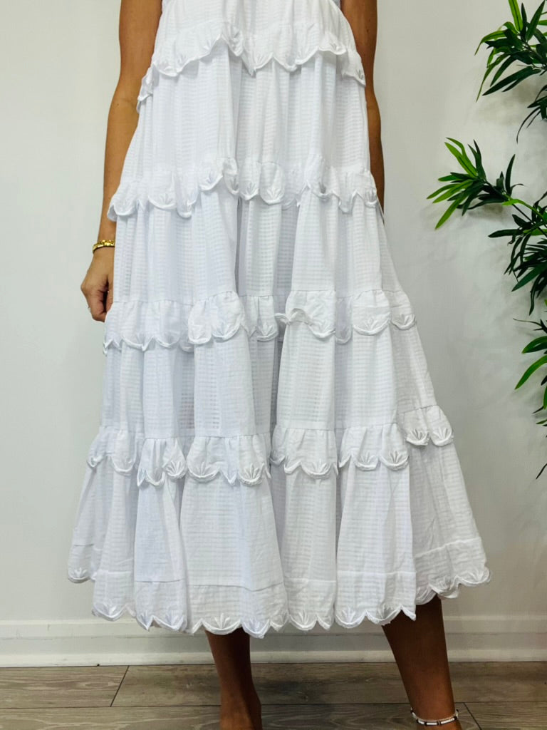 Tiered Cotton Dress - O/S