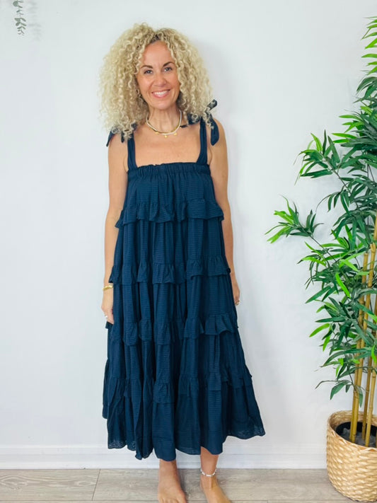 Tiered Cotton Dress - O/S