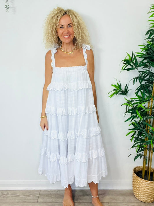 Tiered Cotton Dress - O/S