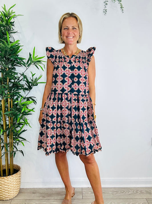Patterned Cotton Dress - Size M
