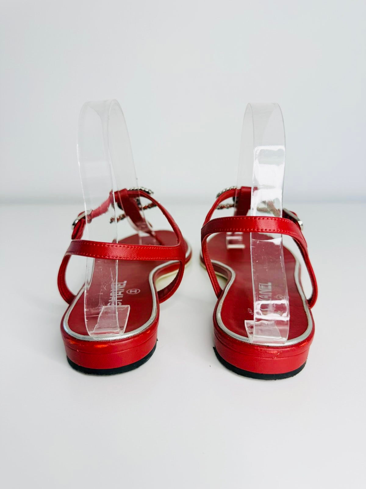 Interlocking CC Leather T-Strap Sandals - Size 40