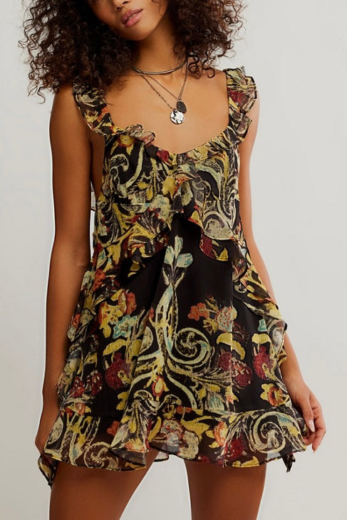 Short Patterned Dress - Size S