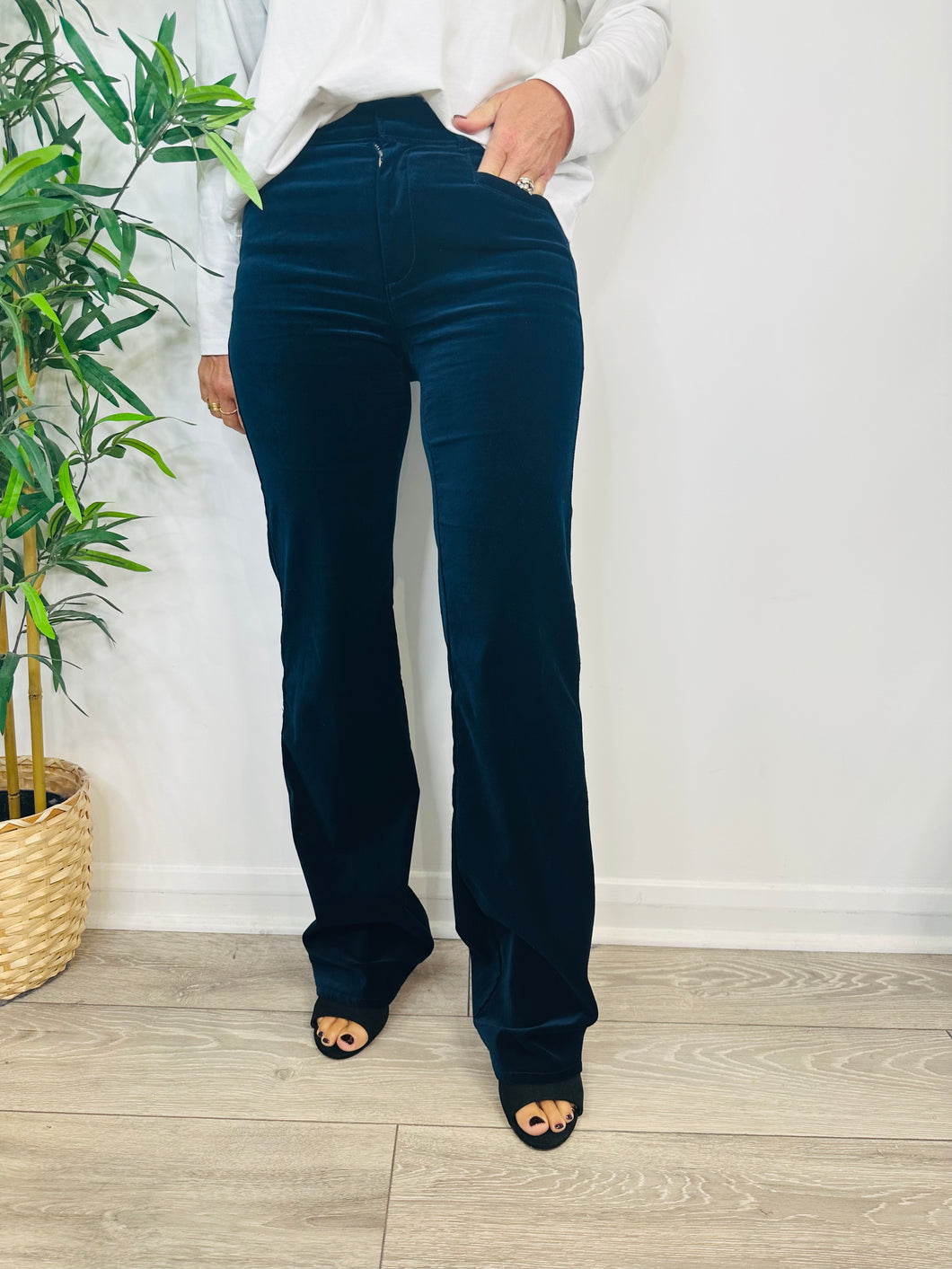 Flared Velvet Trousers - Size 26