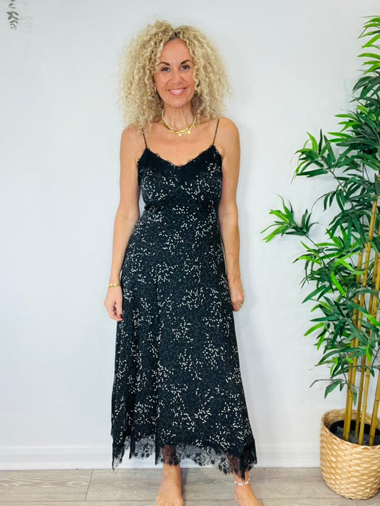 Patterned Slip Dress - Size 8