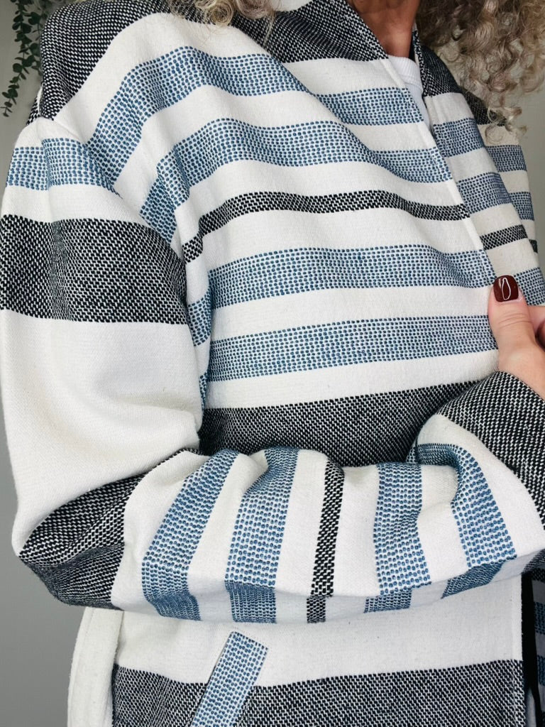 Belted Striped Jacket - Size 36