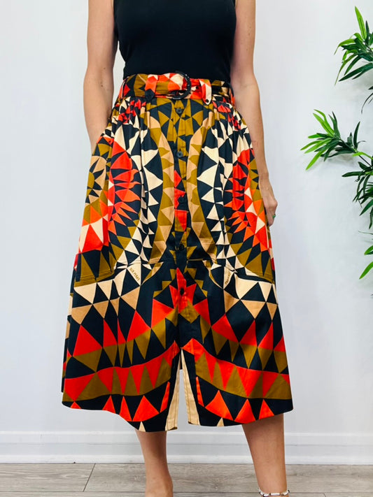 Patterned Midi Skirt - Size S