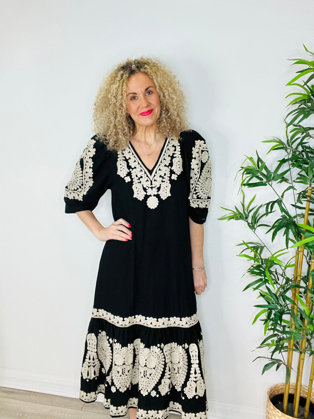 Embroidered Maxi Dress - Size M
