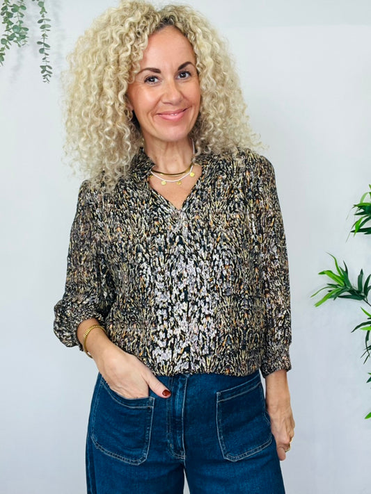 Metallic Patterned Blouse - Size 3