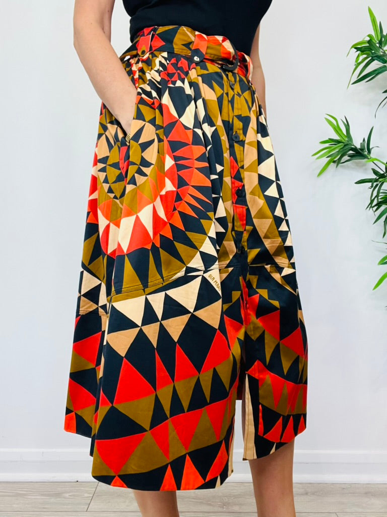Patterned Midi Skirt - Size S