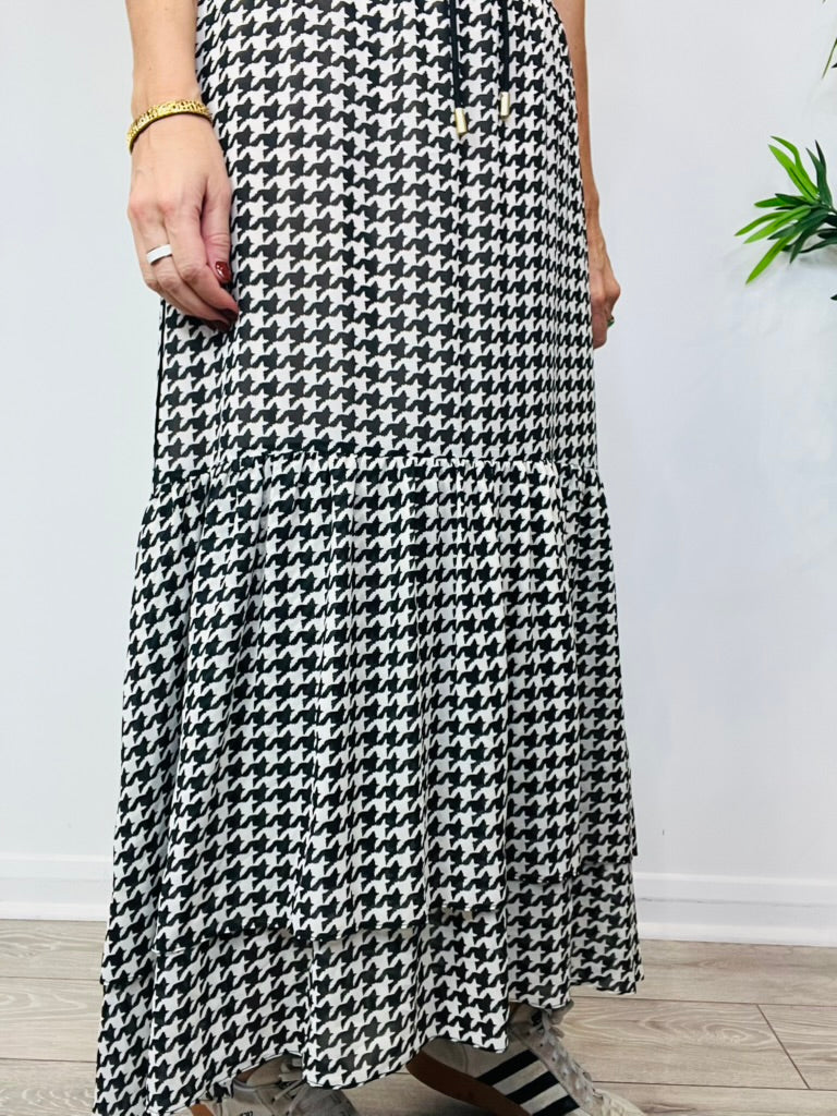 Houndstooth Maxi Skirt - Size 12