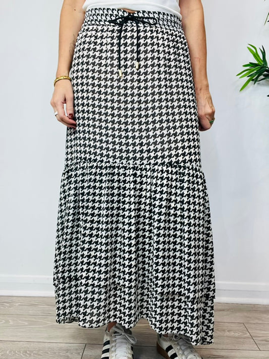 Houndstooth Maxi Skirt - Size 12