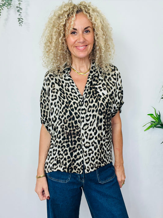 Leopard Print Shirt - Size M