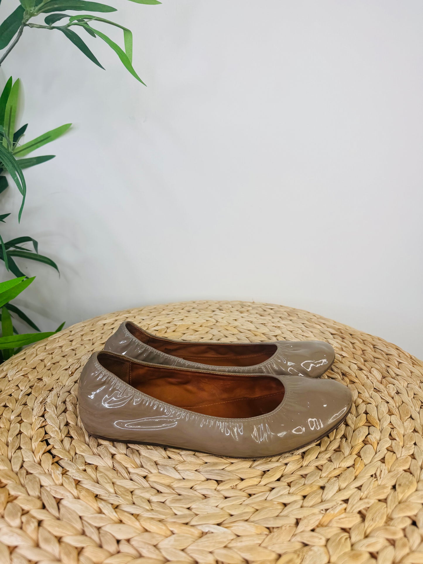 Patent Leather Ballerina Flats - Size 38