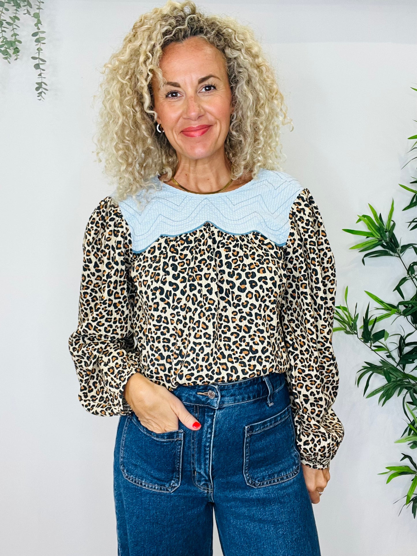 Leopard Print Blouse - Size S