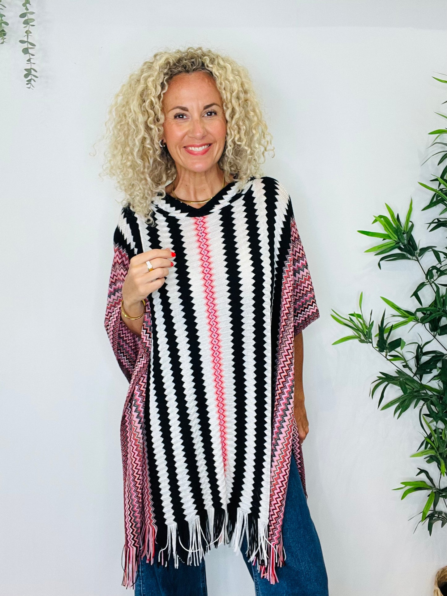 Fringed Hooded Poncho - O/S