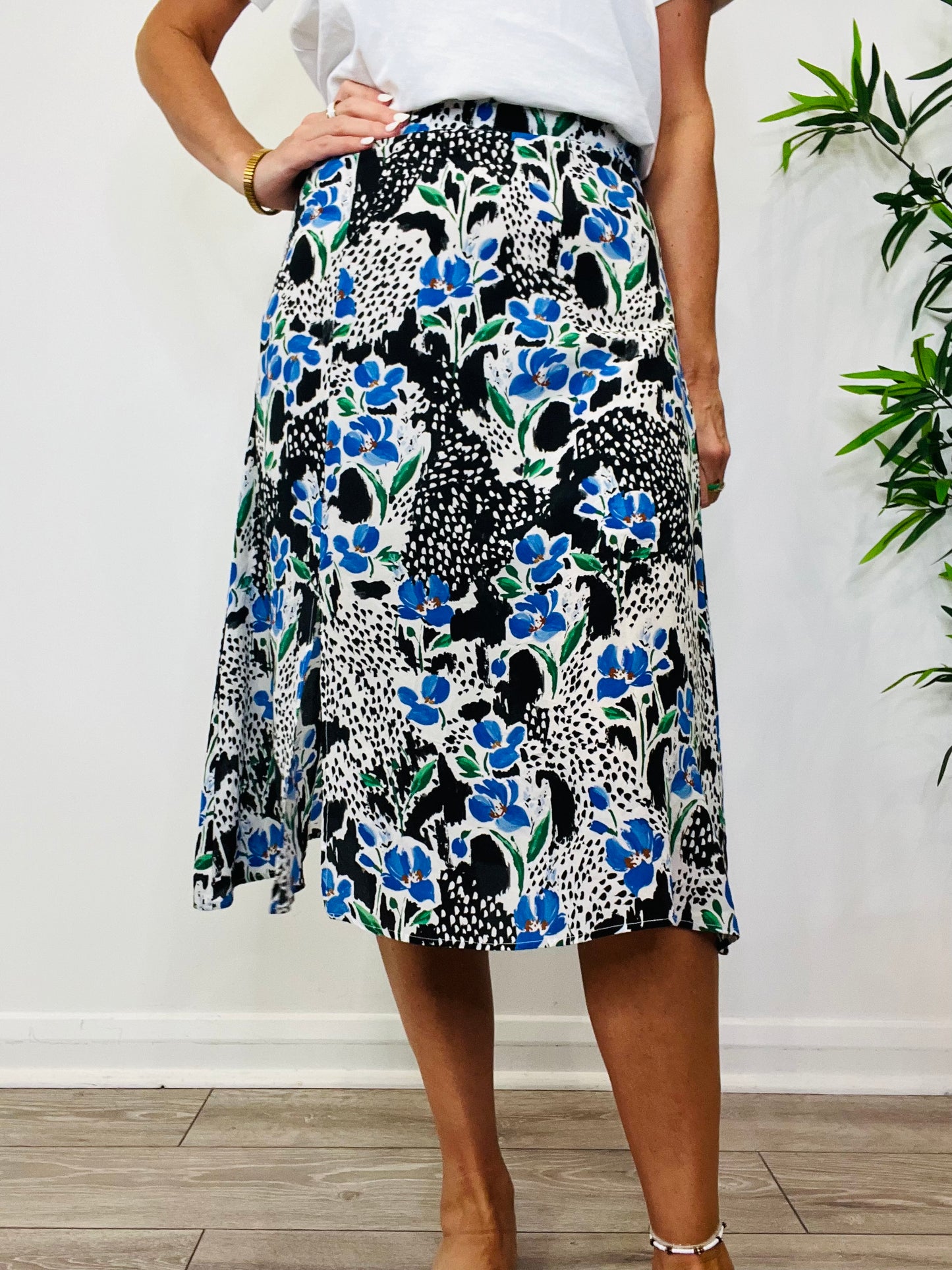 Silk Midi Skirt - Size M